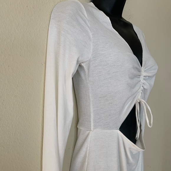 Princess Polly White Pinch Me Ribbed Long Sleeve Dress - Picture 7 of 13